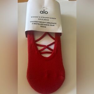 NWT Alo Yoga Womens Strappy Sired Grip Sock Classic Red size S/M